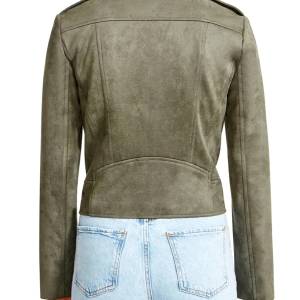 NWT BB Dakota by Steve Madden Ladies Suede Moto Jacket Olive - Picture 11 of 12